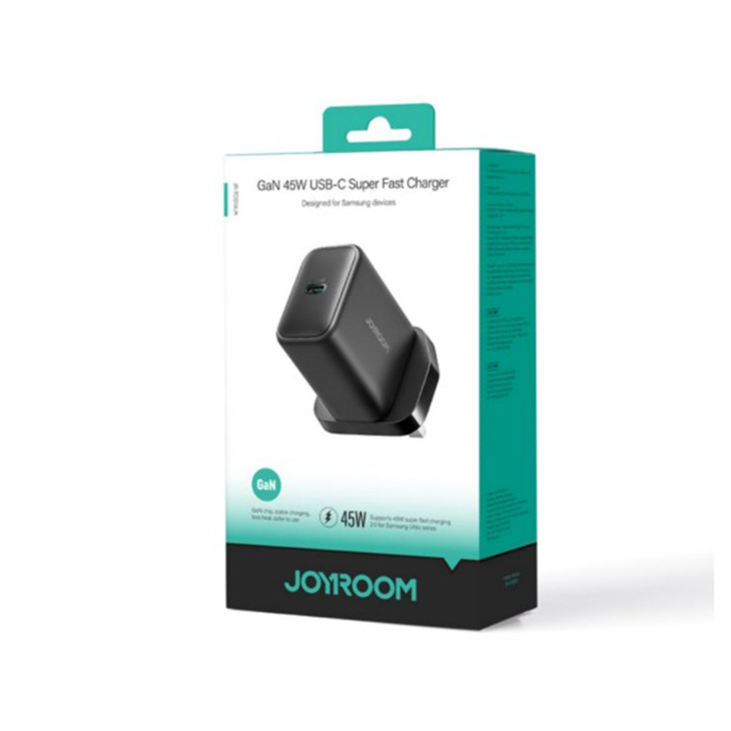 شاحن Joyroom JR-TCG13 بقوة 45 واط بتقنية GaN ومنفذ USB-C، مصمم خصيصًا لأجهزة سامسونج.