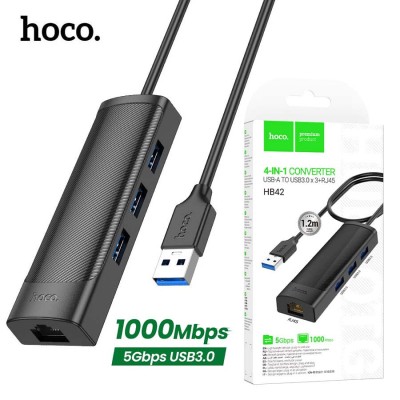محول إيثرنت جيجابت Hoco HB42 Easy Safety 4 في 1.