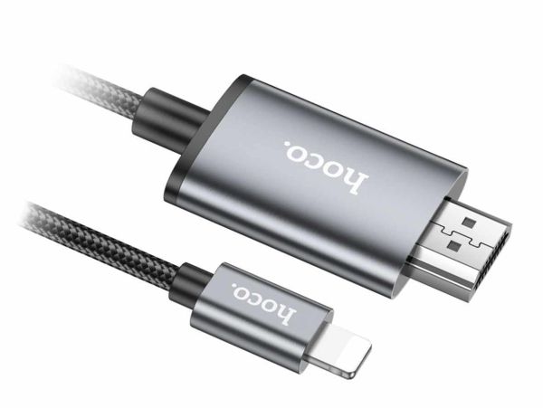 كابل Hoco UA27 Lightning إلى HDMI يُستخدم لعرض شاشة iPhone أو iPad على تلفزيون عالي الدقة.