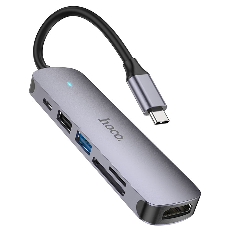محول Hoco HB28 متعدد الوظائف 6 في 1 بمنفذ USB-C