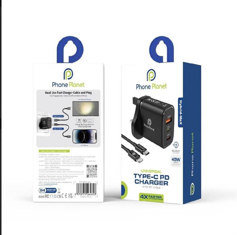 شاحن جداري من شركه فون بلانت بمنفذ USB-C يدعم تقنية Power Delivery (PD).